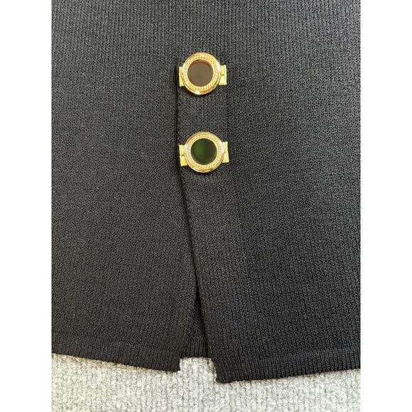 Rare St John Collection Marie Gray 2 pc Knit Suit Jacket Skirt Sz 14 Black Gold - Picture 10 of 13